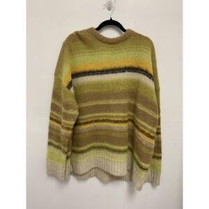 Every Fuzzy Stripe Crew Neck Long Sleeve Sweater XL